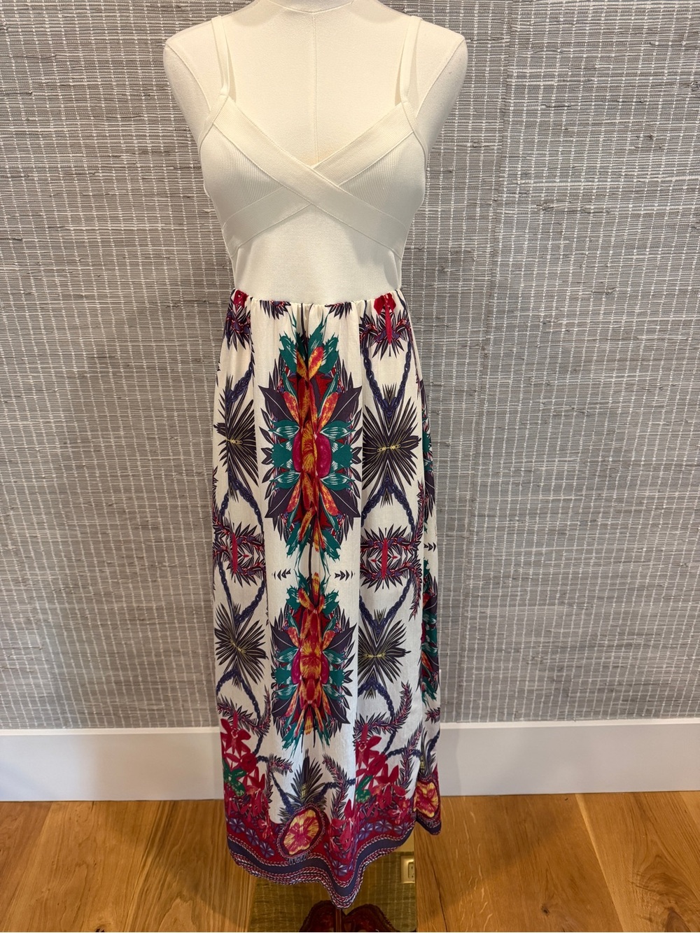 Jealous Tomato White Floral Boho Print Maxi Dress